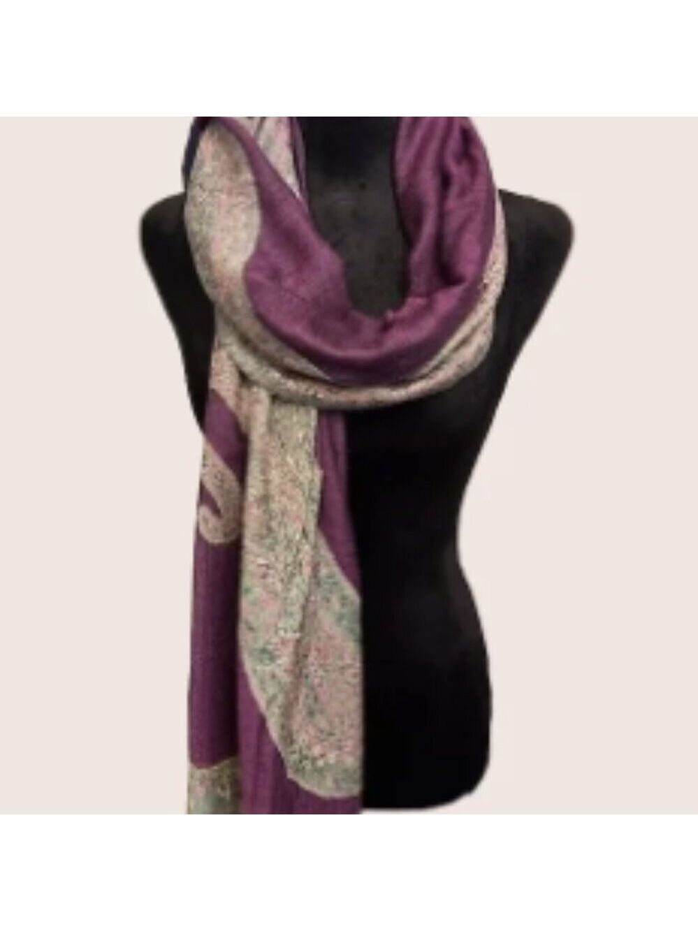 Gorgeous mauve scarf and pair of large, cubic zirconia pavé hoop earrings